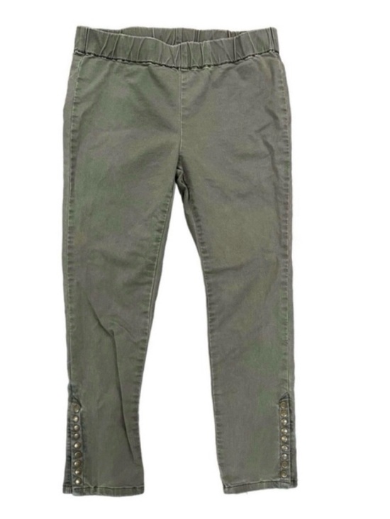 Soft Surroundings Pants - Soft Surroundings Olive Metro Denim Leggings - Size M Button Detail